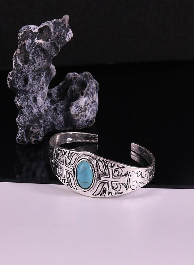 kepvrio Western Turquoise Bracelet for Women Vintage Boho Turquoise Open Bracelet Red White Cuff Bangle Western Bracelets Country Concert Outfits Jewelry Bohemian Cowboy Cowgirl AccessorieA1 - Image 4